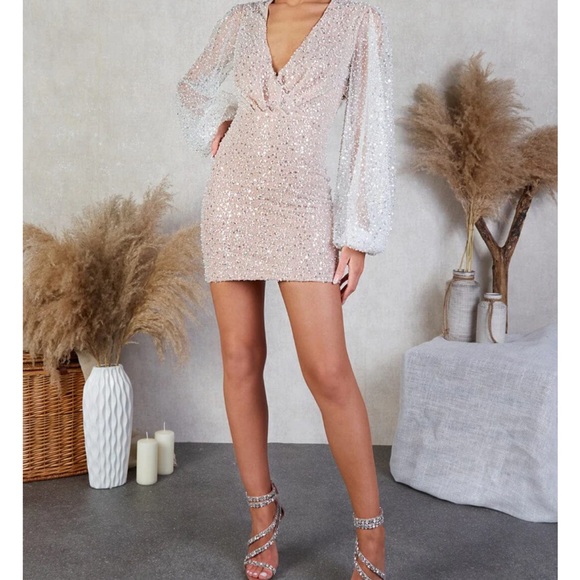 BRAND NEW NWT NADINE MERABI MAYA WHITE DRESS - Picture 7 of 17